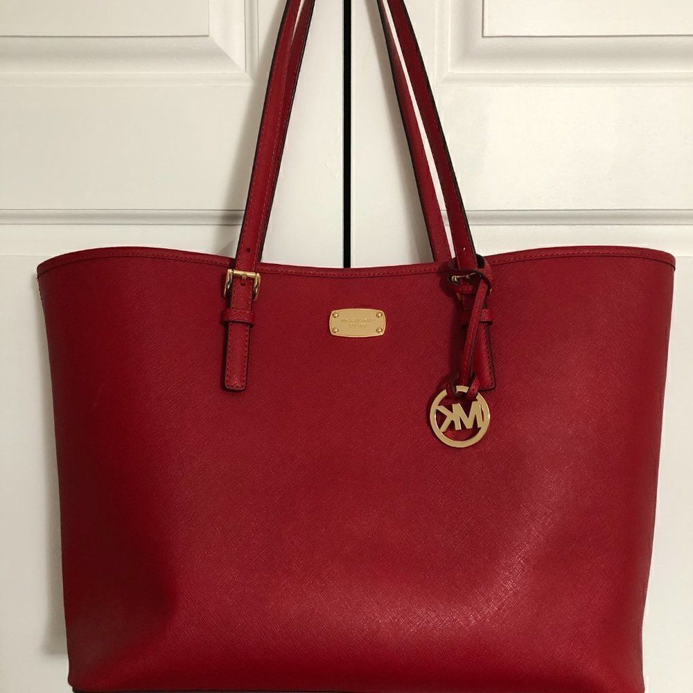 Michael Kors Jet Set Medium Tote Bag Red‎ - Picture 9 of 16